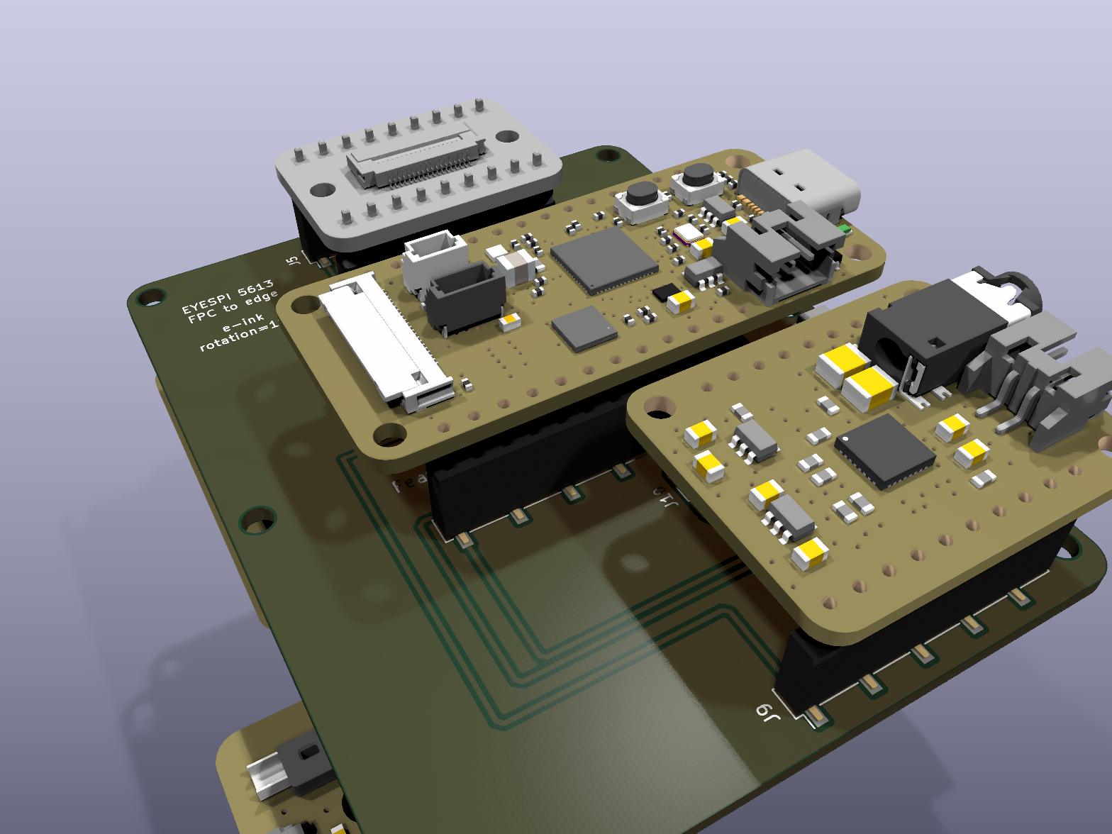 Landing pad PCB, 3D isometric view